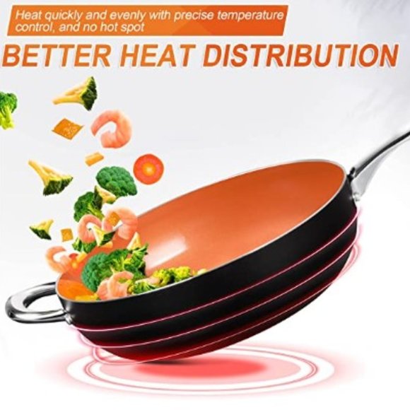 MICHELANGELO: 5 Qt/11" - Nonstick Wok/Stir Fry Pan w/ Lid + Basket + Steam Rack - Picture 2 of 11